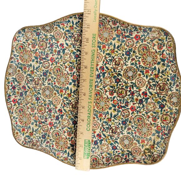 VTG Alfred E. Knobler Alcohol Proof Tray Japan Decorative Floral Design 14x12 - Picture 7 of 14